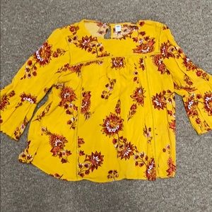 Yellow bell sleeve shirt